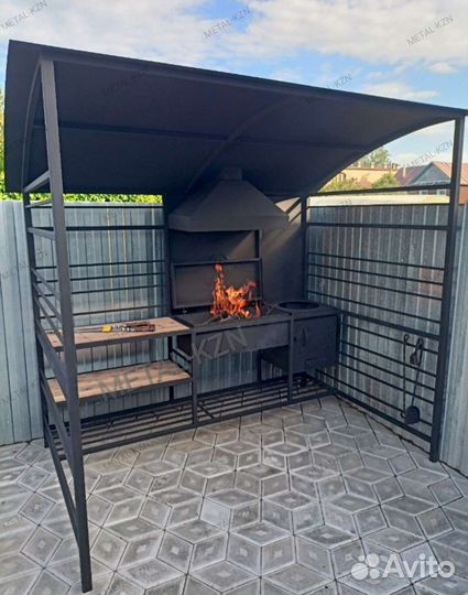 Мангал с печью и зонтом 1.5