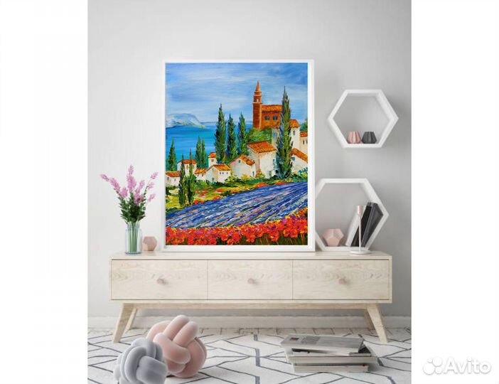 Картина Прованс Лавандовые поля Маки маслом 40х50