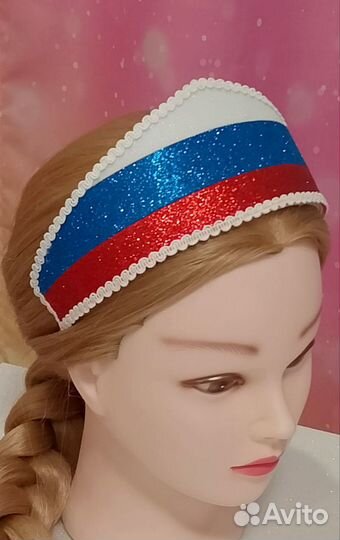 Кокошник на ободке. Триколор