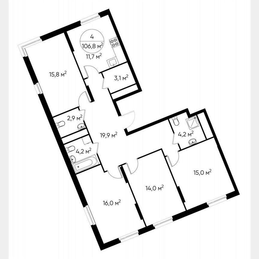 4-к. квартира, 106,8 м², 16/17 эт.
