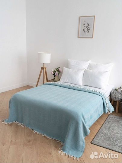 Хлопковый плед покрывало Турция евро и 1,5