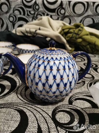 Новый чайный сервиз тюльпан кабальт.сетка/ифз