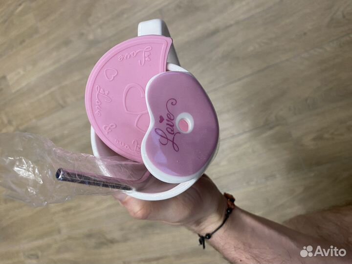 Кружка с трубочкой новая