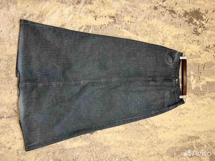 Джинсовый Синий костюм со стразами