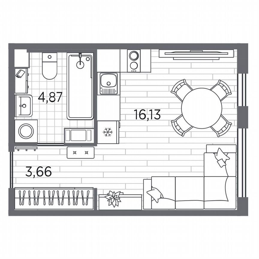 Квартира-студия, 24,7 м², 3/5 эт.