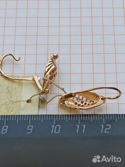 Золотые серьги 585 проба, СССР, новые