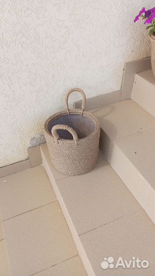 Кашпо напольное уличное из джута