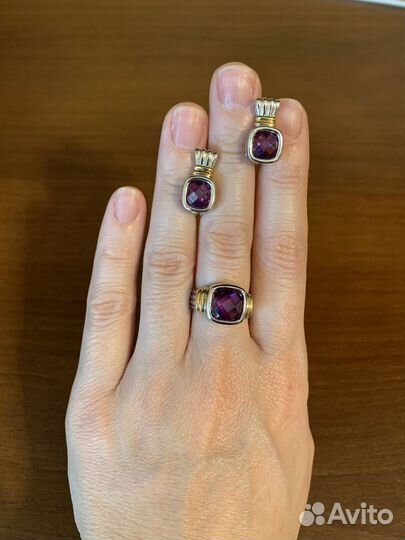 Серьги и кольцо серебро