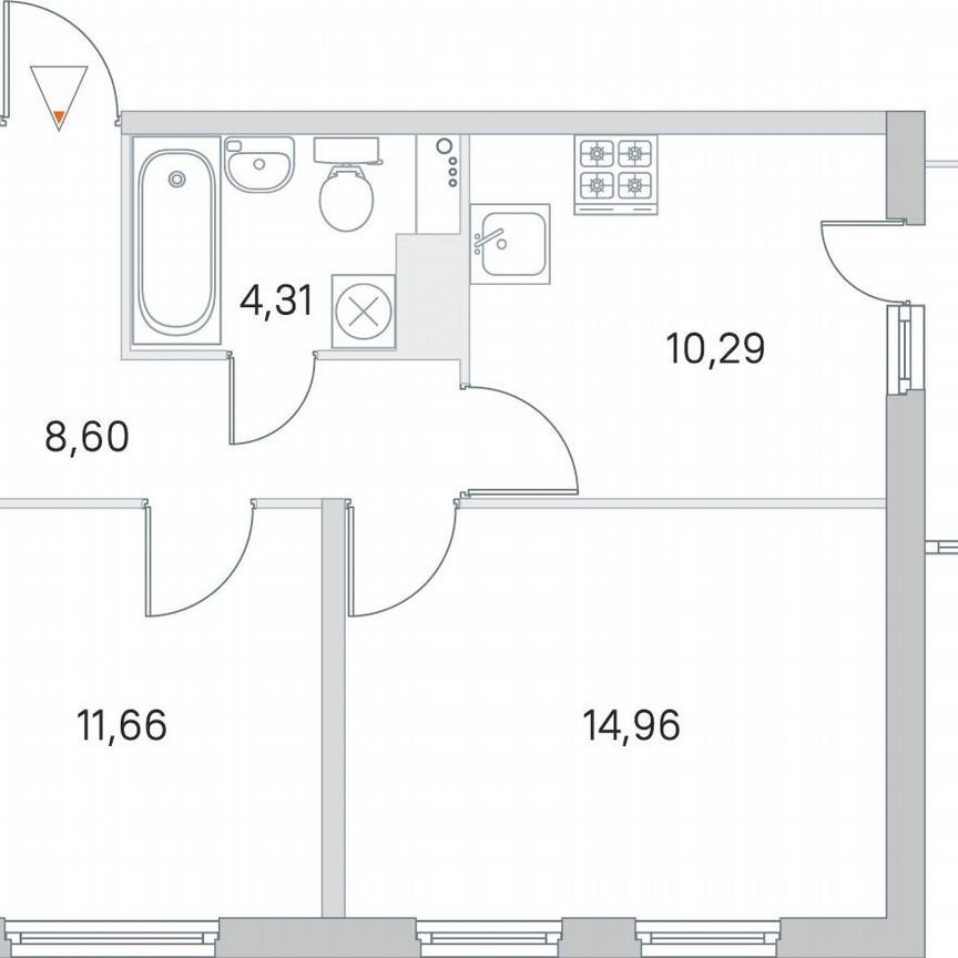 2-к. квартира, 50,2 м², 4/8 эт.