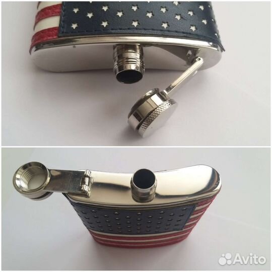 Фляжка/нерж., кожа/ новая