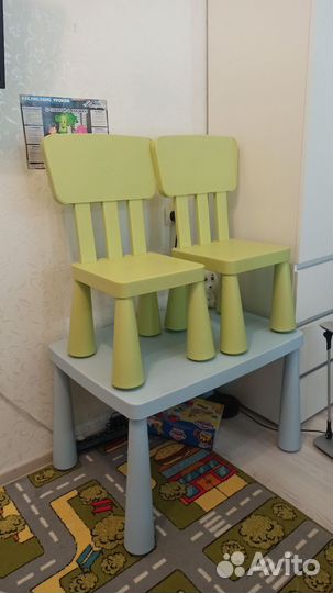 Детский стол + 2 стула IKEA