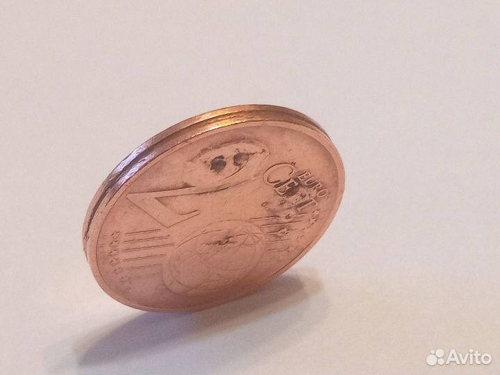 2 евро-цента. Брак штемпеля. наплывы