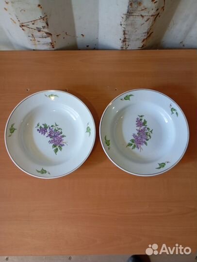 Фарфоровые суповые тарелки дулево Сирень. 2 шт