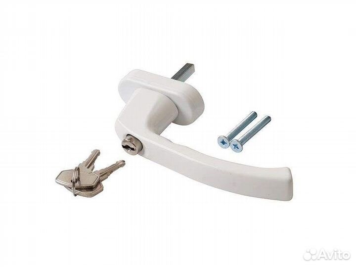 Ручка оконная ключ / кнопка белая
