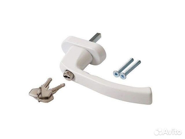 Ручка оконная ключ / кнопка белая