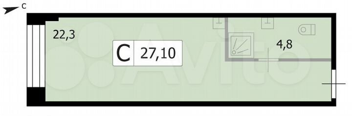 Квартира-студия, 27,1 м², 2/8 эт.