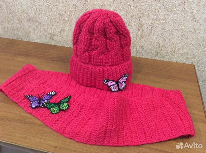 Комплект шапка и снуд вязанные новый