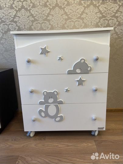 Пеленальный комод с ванночкой Erbesi Cucu белый