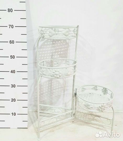 Подставка для цветов напольная металлическая белая