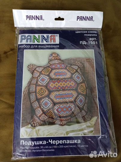 Вышивка подушка Черепаха