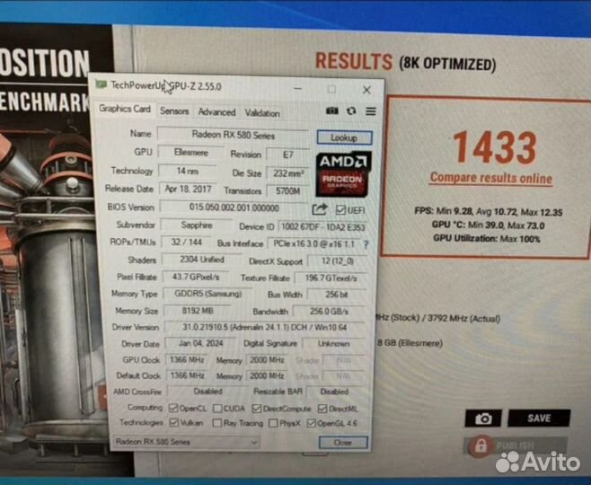 Видеокарта для пк RX 580 Sapphire 8 gb