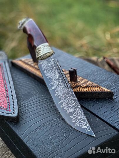 Нож тигр из дамасской стали на подарок