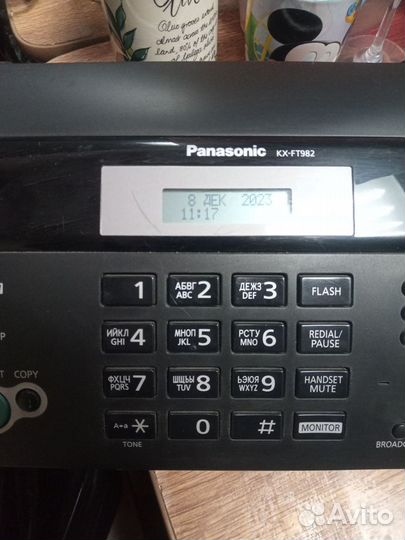 Телефон - факс panasonic kx-ft982+3 рулона бумаги