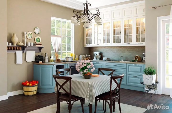 Голубая кухня на заказ