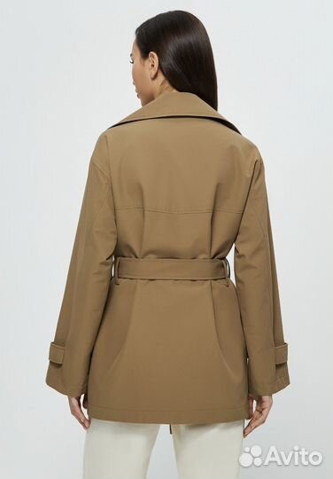 42 zarina Укороченный тренч с поясом плащ тренчкот