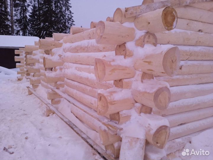 Срубы ручной рубки из Архангельск. Обл. Зимний лес