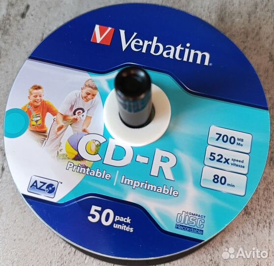 Диски CD-R 700 Мб. Verbatim Printable 52-x, 50 шт