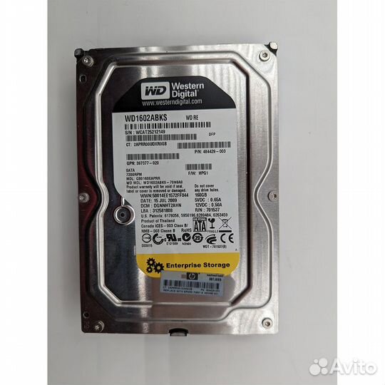 Жесткий диск WD1602abks, WD, 160 Гб, SATA, 3.5