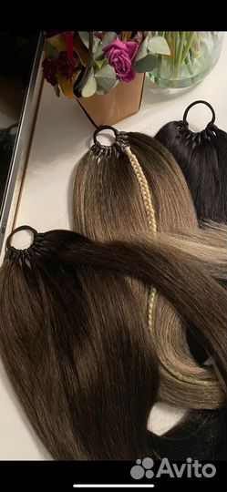 Хвост из премиальных искуственных волос на резинке