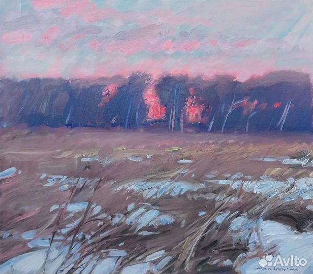 Картина маслом лесной пейзаж