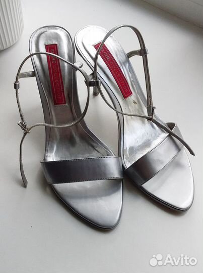 Босоножки металлик серебрянные