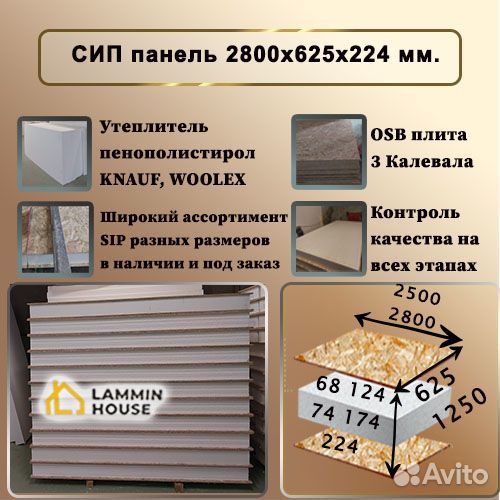 Сип панели 2500Х1250Х124 мм