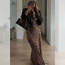 Платье леопард миди