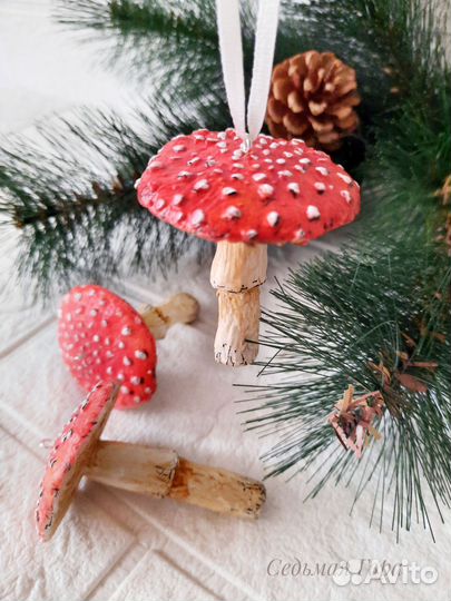 Елочная игрушка Мухомор (ручная работа)