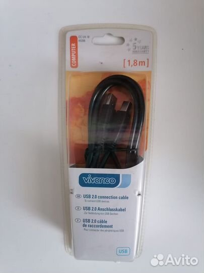 Кабель usb 2.0 новый 1.8м