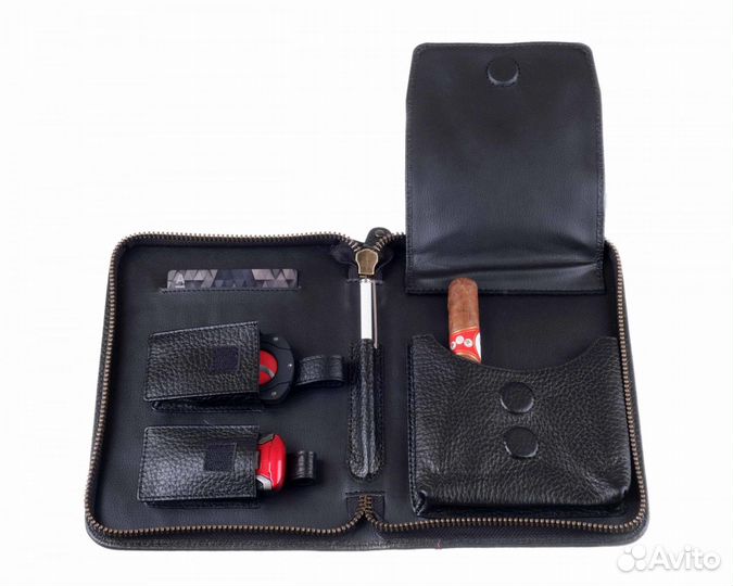 Сигарная сумка P&A на 6 сигар, натуральная кожа, ч