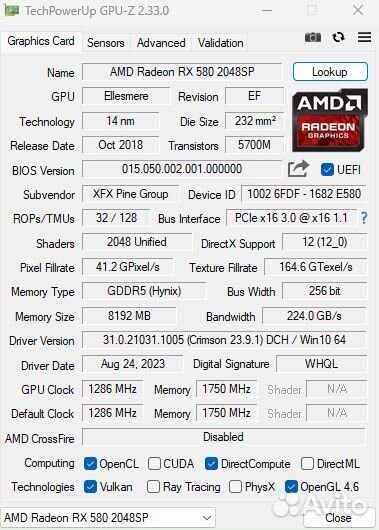 Видеокарта radeon rx 580 8gb