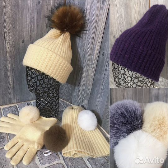 Шапка, перчатки, большой шарф из итальянской пряжи