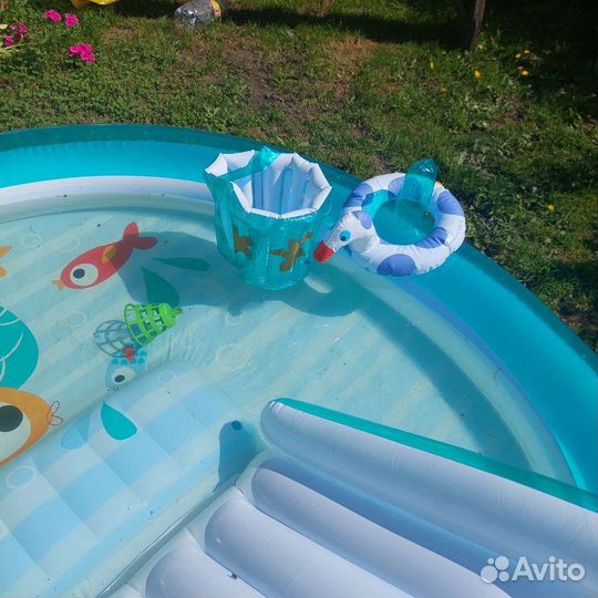 Детский надувной бассейн с горкой