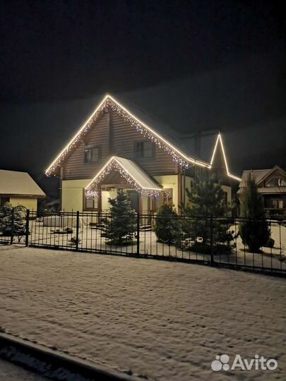 Украшение дома гирляндами