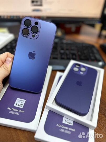 Чехол на iPhone 14 pro/ pro MAX фиолетовый, серый