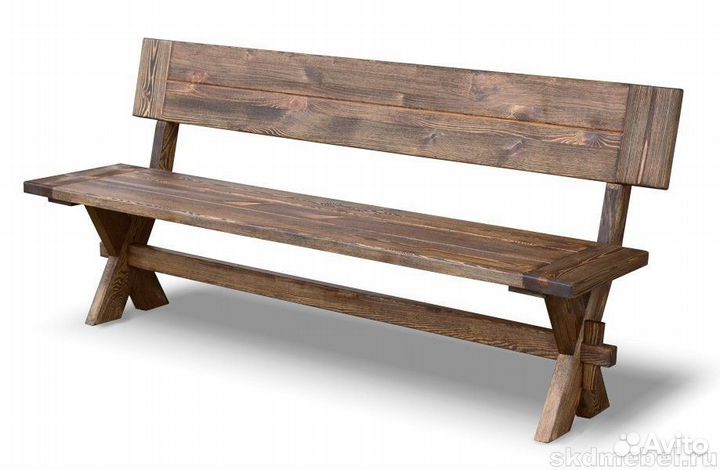 Скамья №10 140х55х45 см массив сосны старение, палисандр, ирб