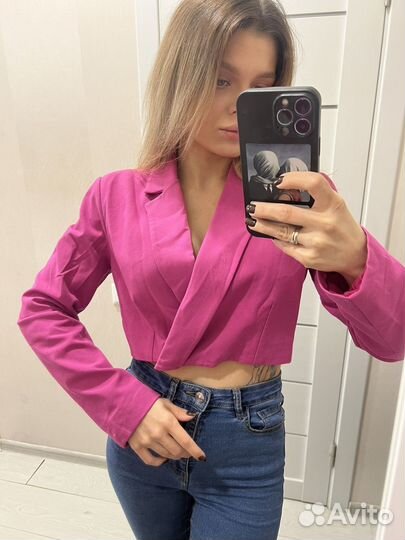 Укороченный жакет розовый