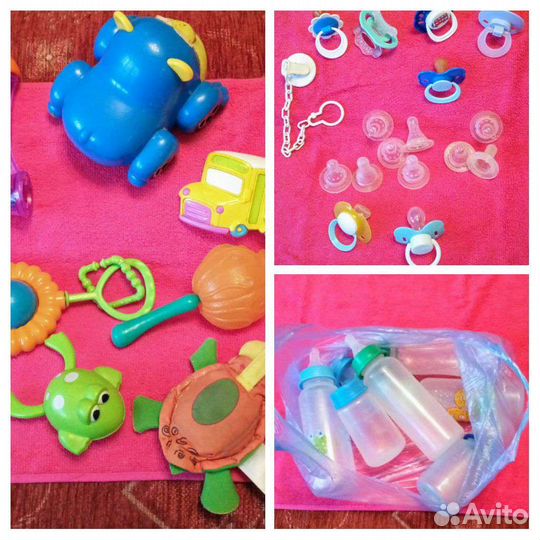 Бутылочки, соски, пустышки, прорезыватель, игрушки