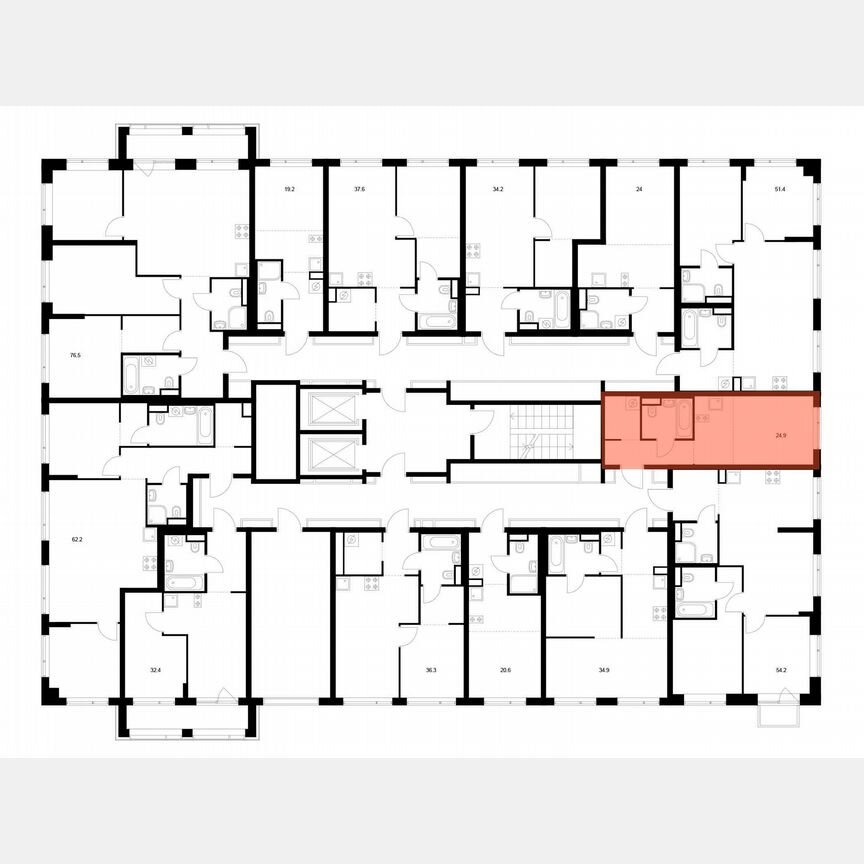 Квартира-студия, 24,9 м², 5/16 эт.