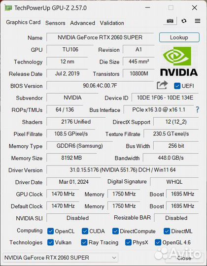 Видеокарта rtx 2060 super 8gb